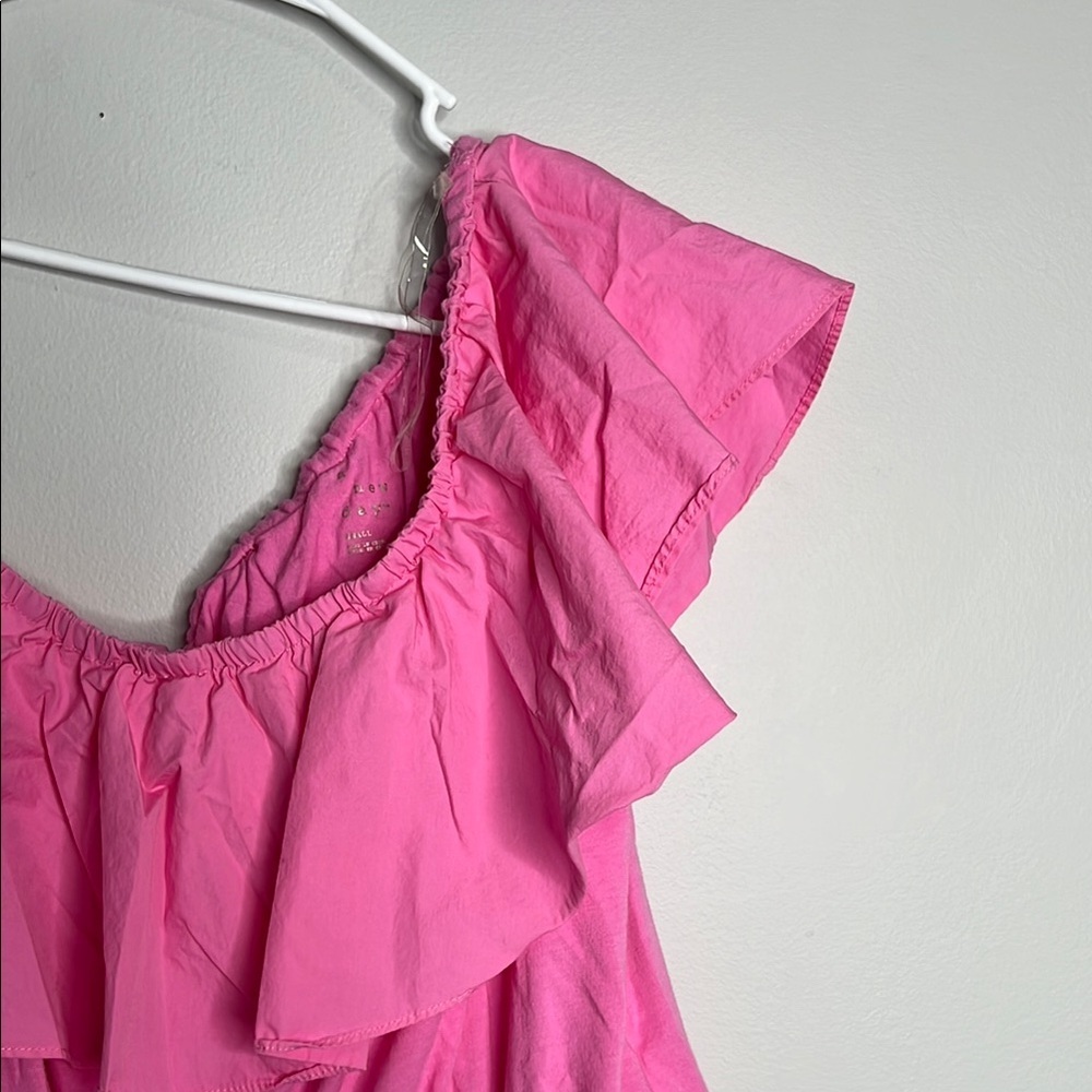 Pink Ruffled Off-Shoulder Women's Top - Picture 4 of 5